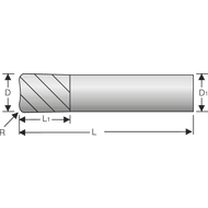 Solid carbide torus cutter 40° 8mm, R=1,0mm, Z=4 RockTec-65